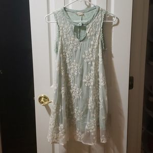 Blue with white sheer/detailed floral dress